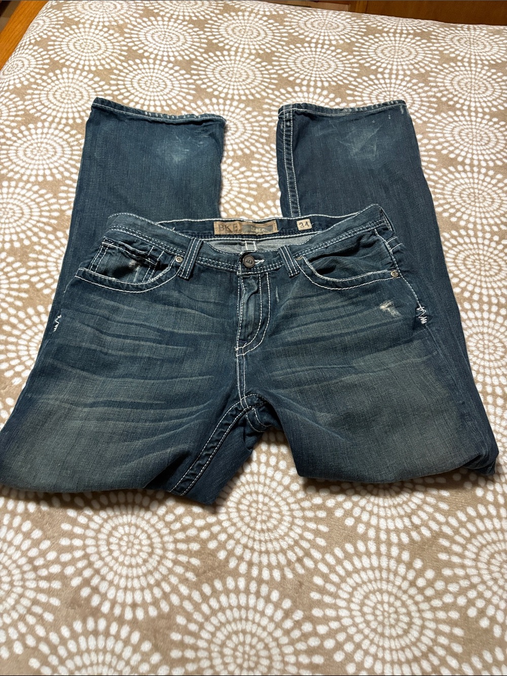 BKE Men’s Boot Cut Jeans - Dark Blue Wash